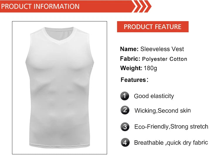 Men's Fitness Compression Sleeveless Shirt Gym Tank Top Quick Dry Fit Bodybuilding Workout Stringer Singlets Sport Running Vest