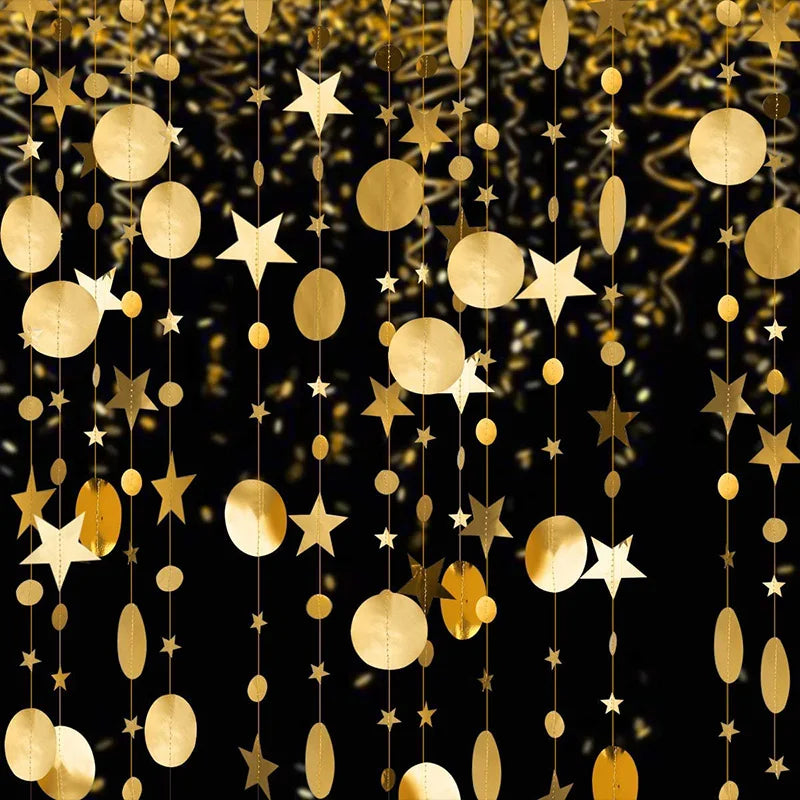 4M Glitter Champagne Gold Paper Banner Wedding Birthday Decoration Boy Girl Baby Shower Bachelorette Party Supplies Christmas