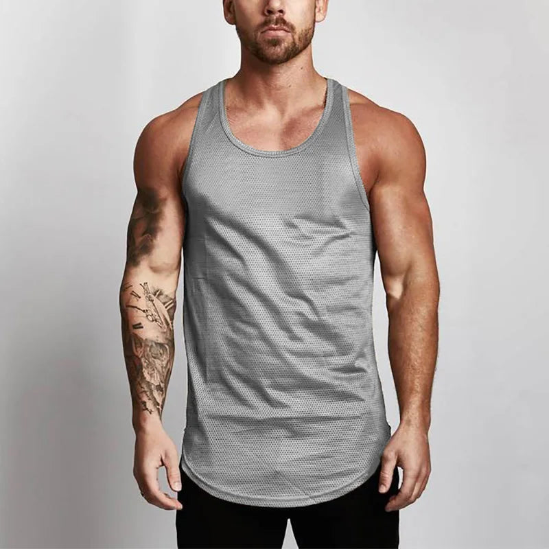 Marathon Quick-drying Mesh Sports Vest Men's Sleeveless Running Training Basketball Loose Fitness Workout Gym Tank Top