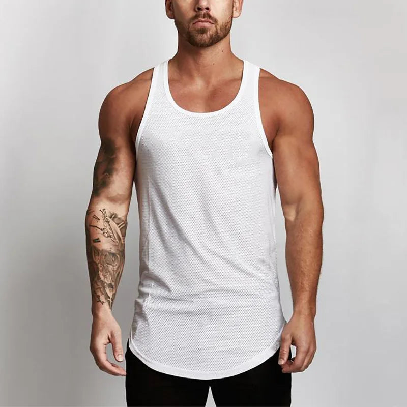 Marathon Quick-drying Mesh Sports Vest Men's Sleeveless Running Training Basketball Loose Fitness Workout Gym Tank Top