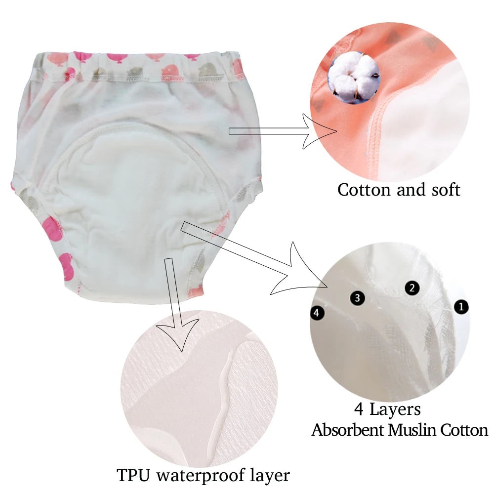 10 Pcs Reusable Baby Training Pants Washable Kids Cloth Diaper Nappies Changing Underwear Infant Toddler Potty Training Panties