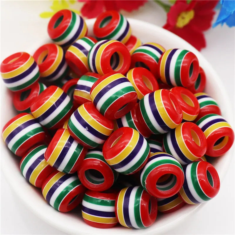 20 Pcs Set New Rainbow Color Spacer Beads Fit Pandora Bracelet Bangle for Jewelry Making Kit Women Men Girls Adults Charm Gift