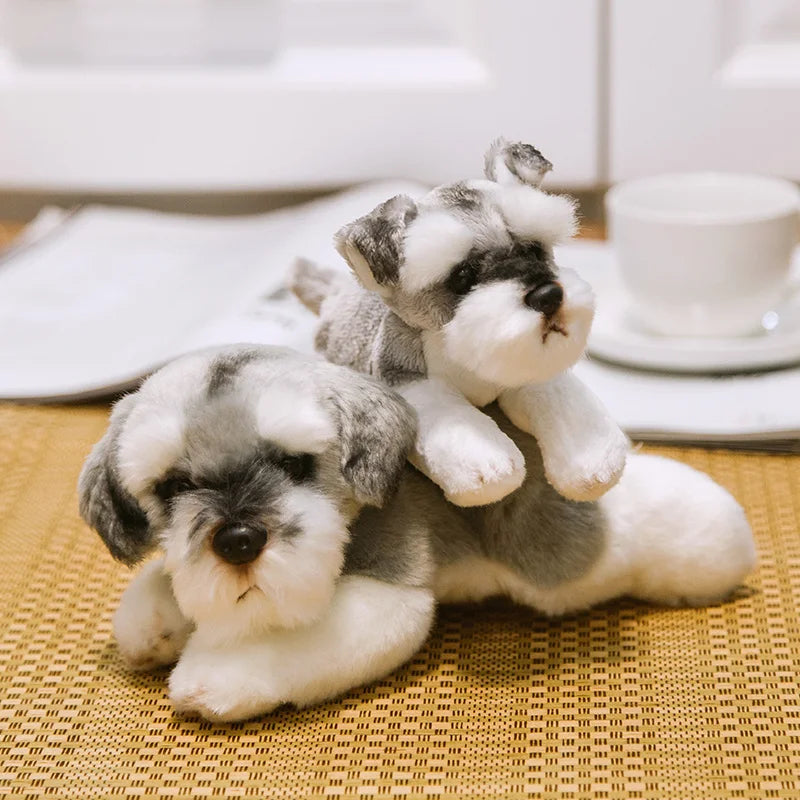 Simulation Dog Plush Toy Stuffed Animal Super High Quality Realistic Schnauzer Dog Toy For Luxury Home Decor Pet Lover Gift