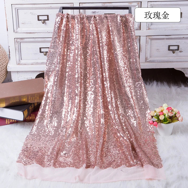 130x50cm Sequin Fabric Sparkly Rose Gold Silver Glitter Fabric for Clothes Stage Party Wedding DIV Decoration