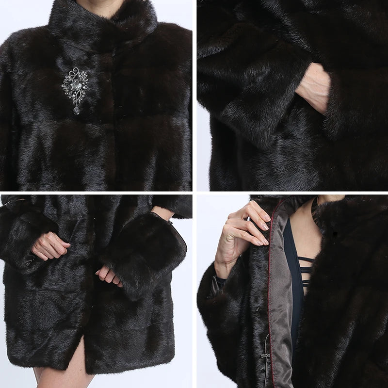 Mink Coats Women Natural Fur Coats Real Mink Fur Coat Female Genuine Fur Jackets Long Ladies Winter Clothes Oversize 7XL 6XL 5XL