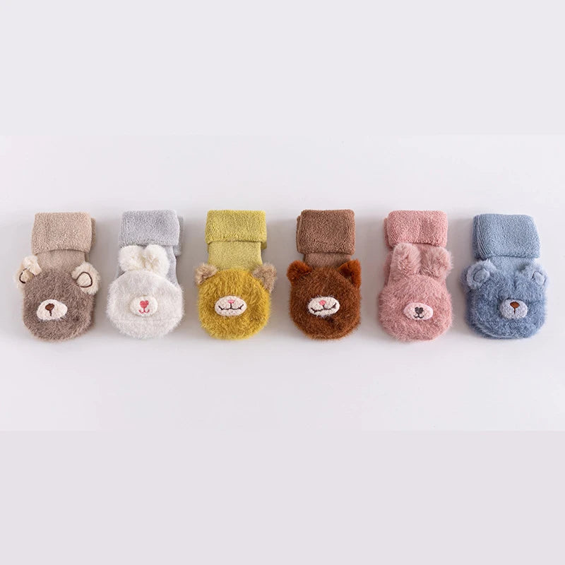 Toddler Socks Newborn Baby Winter Thick Prewalker Boys Autumn Terry Cotton Girl Infant Skidproof Sole Kids Cartoon Sock 0-3T