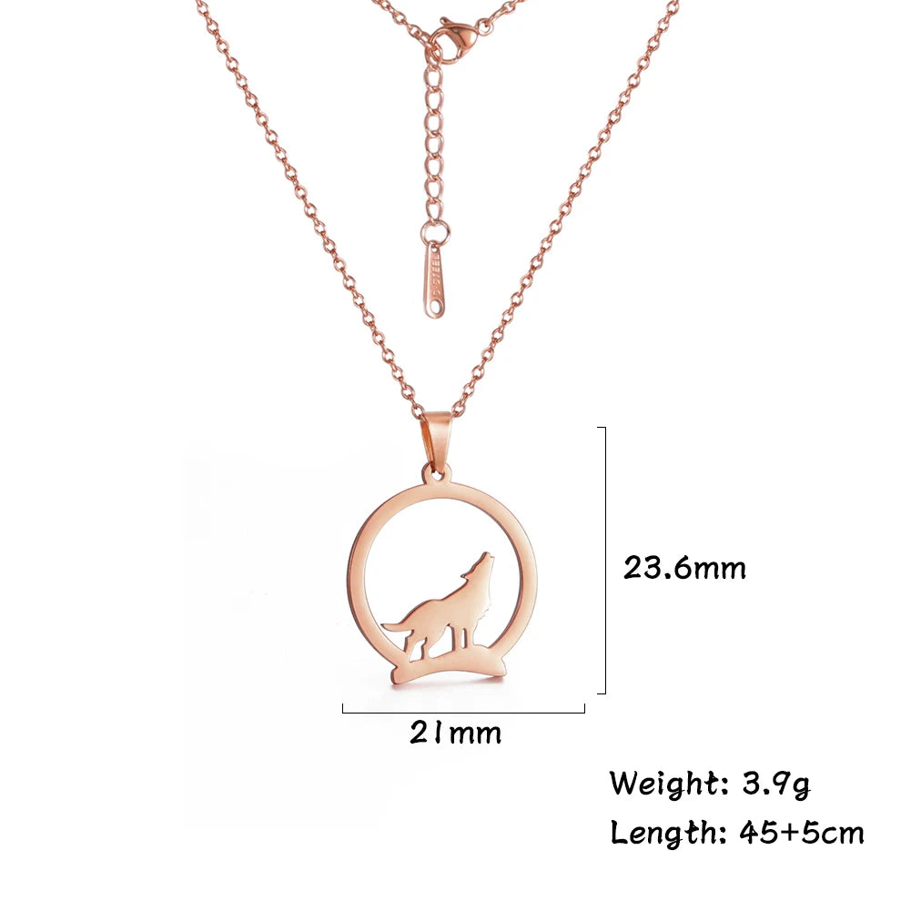 Skyrim Howling Wolf Pendant Necklace Women Men Casual Punk Stainless Steel Gold Color Animal Neck Chain Jewelry Gift Wholesale