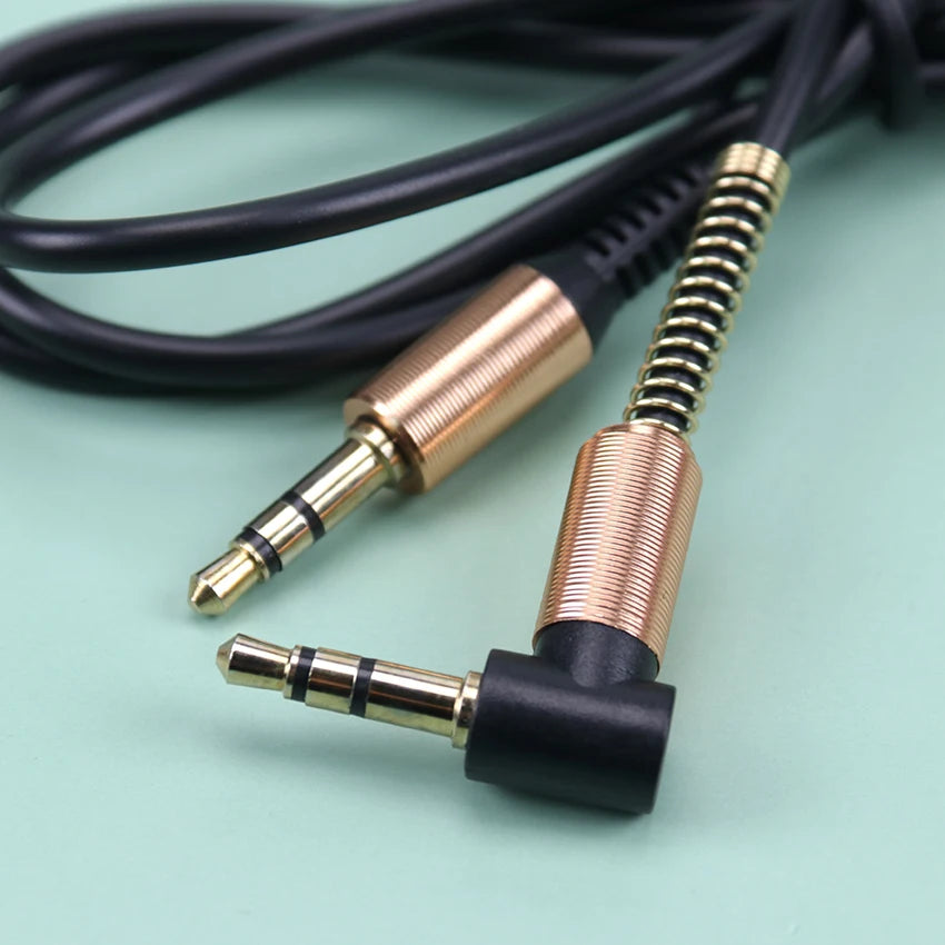 3.5mm AUX Audio Cable 90 Degree Elbow Spring 3.5mm Jack Speaker Cord JBL Headphone Electronic Equipment Car Aux Cord 1PC