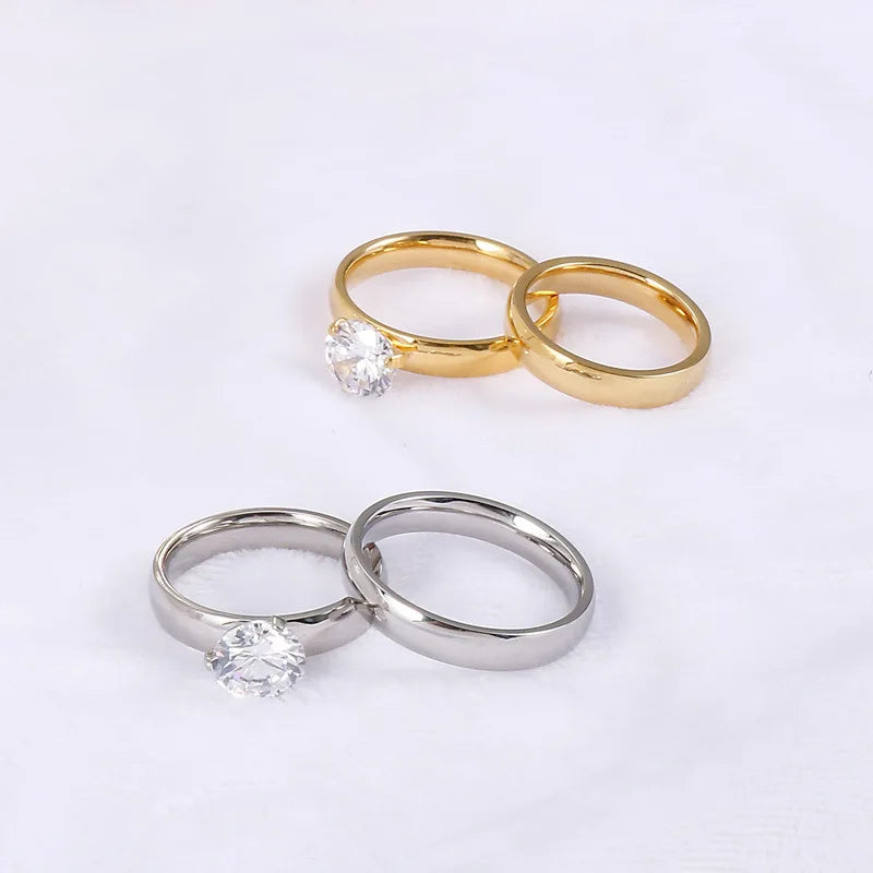 Any set of CZ Diamond Stone ladies Bridal Engagement Wedding Rings Sets for Women Girls female western african 18k Gold Plated Jewelry