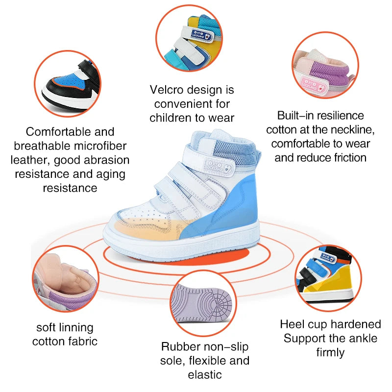 Children's Sneakers Girls Orthopedic Shoes Leather Arch Support Corrective Footwear For Flat Toddler Boys