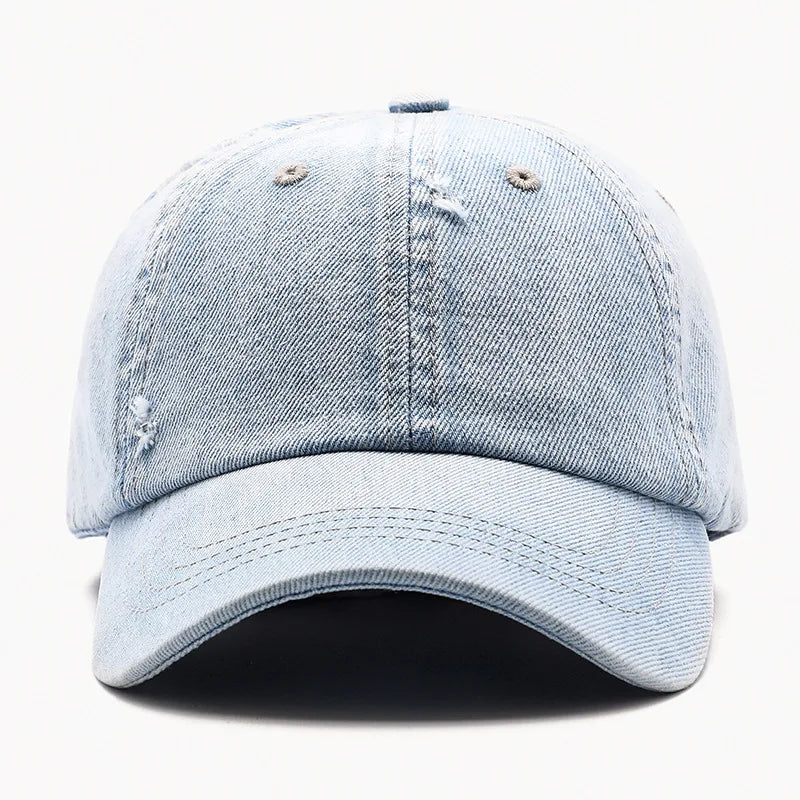 Fashion Unisex Washed Denim Baseball Cap Distressed Ripped Hole Adjustable Snapback Hat hip hop caps outdoor sports hats gorras