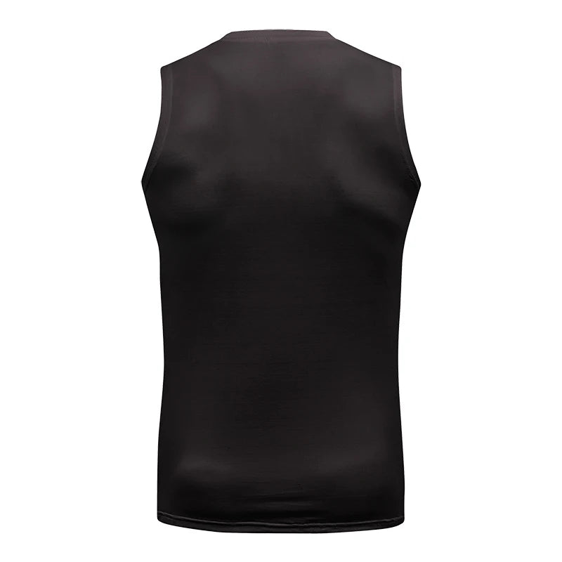 Men's Fitness Compression Sleeveless Shirt Gym Tank Top Quick Dry Fit Bodybuilding Workout Stringer Singlets Sport Running Vest