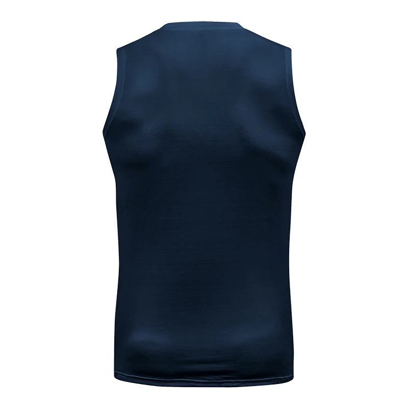 Men's Fitness Compression Sleeveless Shirt Gym Tank Top Quick Dry Fit Bodybuilding Workout Stringer Singlets Sport Running Vest