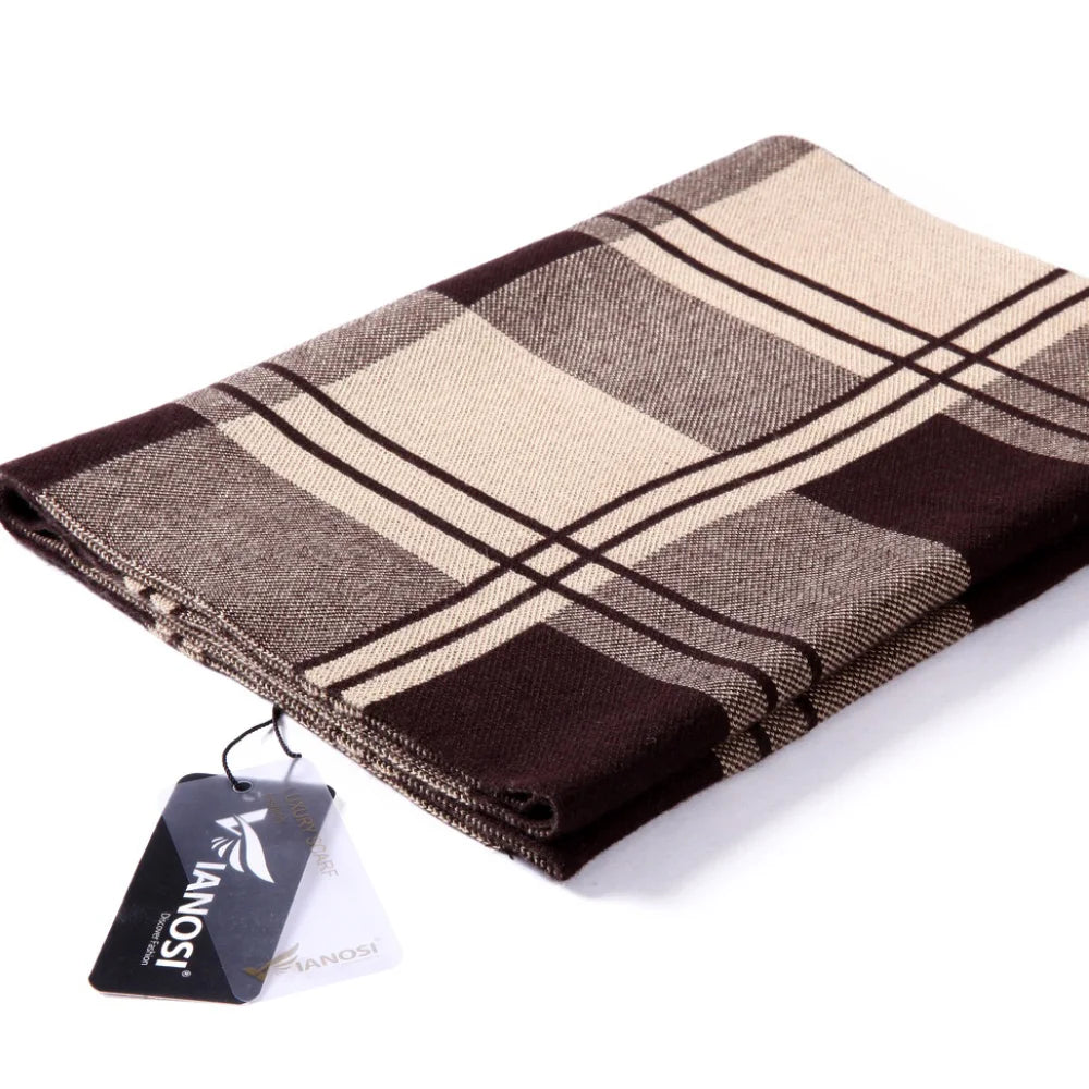 [VIANOSI]  Wool Plaid Scarf Man Winter Brand Scarf Men Fashion Designer Shawl Bussiness Casual Scarves MA009