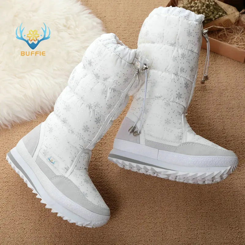 Women's Winter High Boots Snow Lady Booties New Warm Insole Plus Big Size Shoes Non-Slip Waterproof Free Shipping