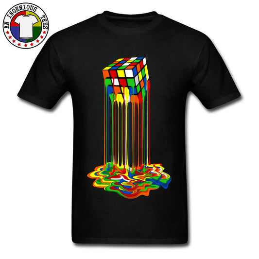 New Tshirt Rainbow Abstraction Melted Image Pure Cotton Young T-Shirt Best Gift Men Tops & Tees Good Quality