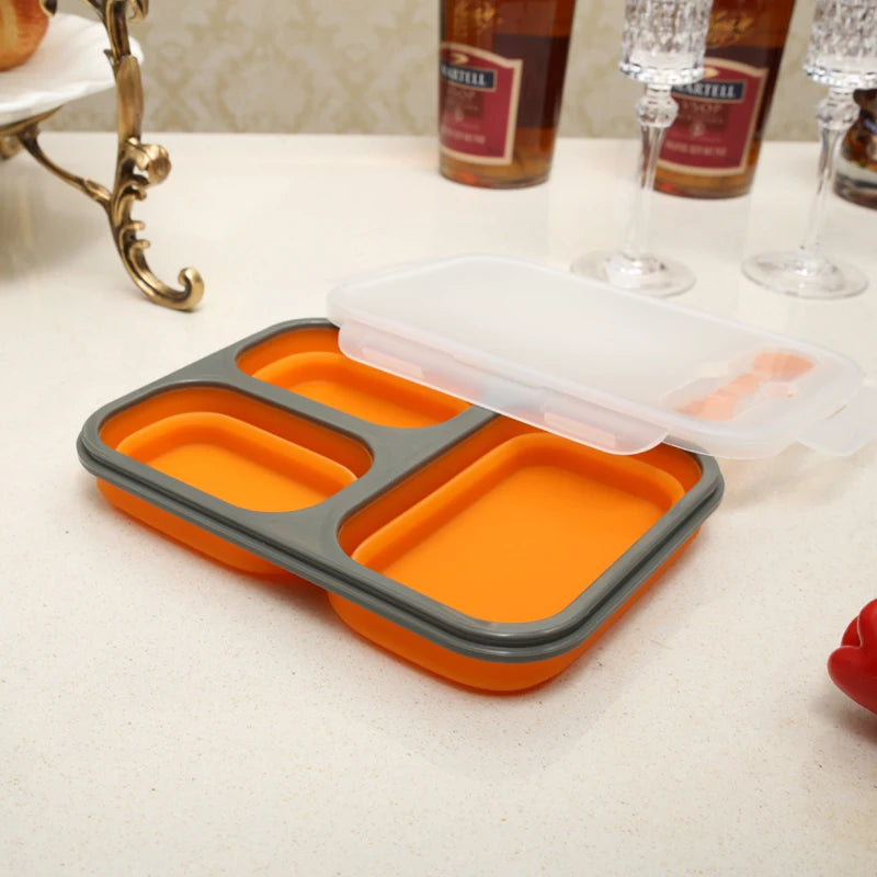 1100ml Silicone Collapsible Portable Lunch Box Large Capacity Bowl Lunch Bento Box Folding Lunchbox Eco-Friendly