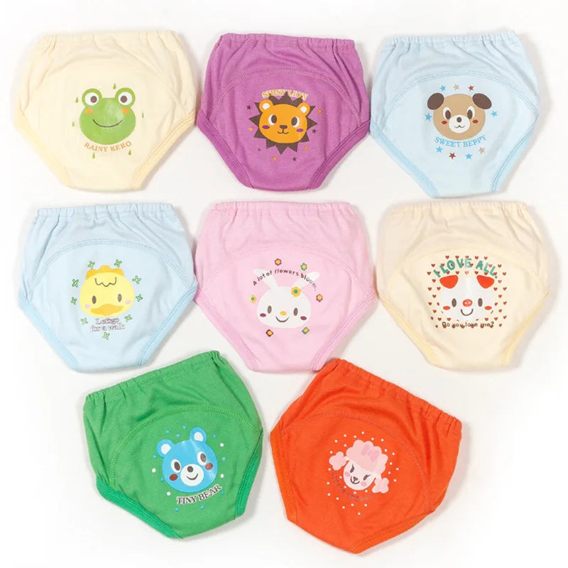 4 PCS/Lot Potty Training Pants Baby Learning Underwear Nappies for Toddler Boy Girl Panties Reusable Washable Cotton Diapers