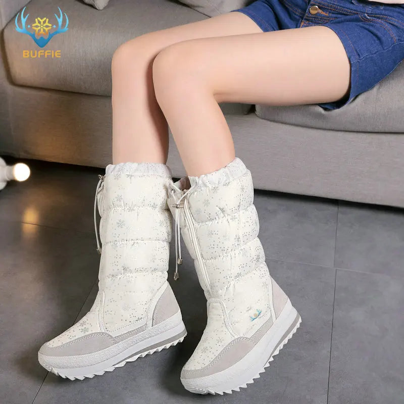 Women's Winter High Boots Snow Lady Booties New Warm Insole Plus Big Size Shoes Non-Slip Waterproof Free Shipping