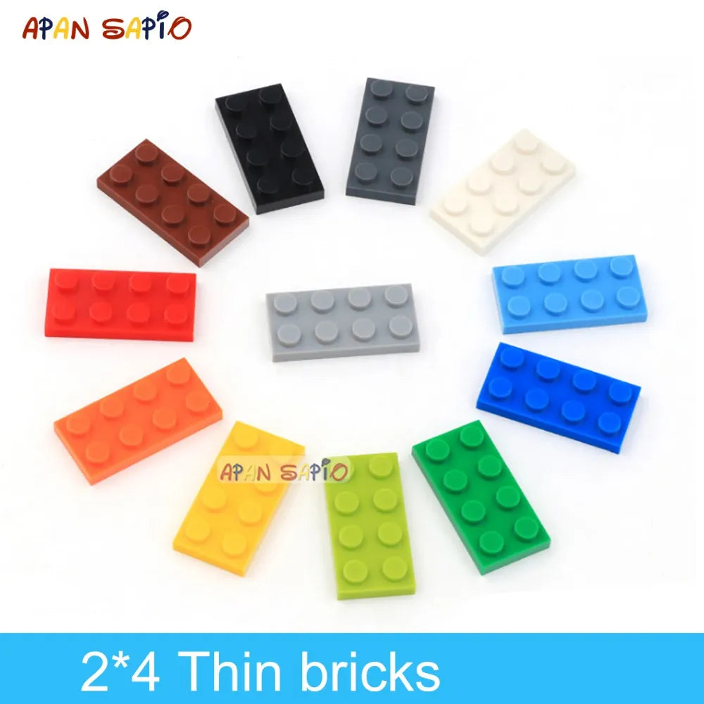 60pcs DIY Building Blocks Thin Figure Bricks 2x4Dots Educational Creative Size Compatible With 3020 Plastic Toys for Children