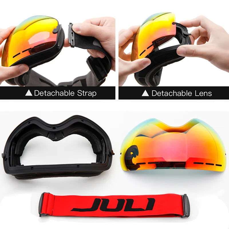 Ski Goggles,Winter Snow Sports Goggles with Anti-fog UV Protection for Men Women Youth Interchangeable Lens - Premium Goggles