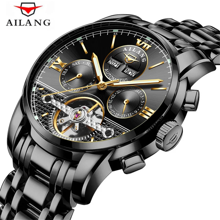 AILANG Men Watches Male Top Brand Luxury Automatic Mechanical Watch Men Waterproof Full Steel Business Watch Relogio Masculino