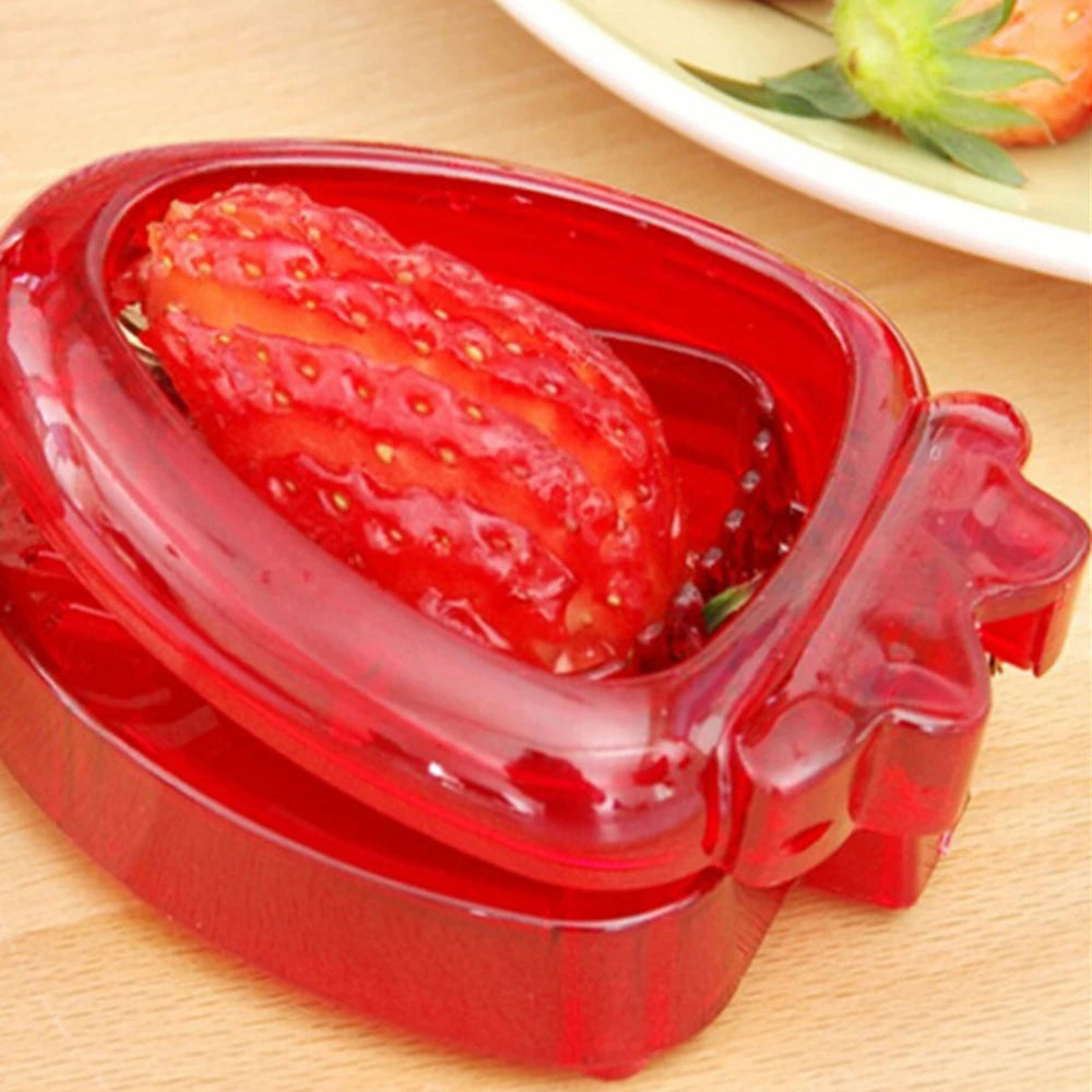 Kitchen Gadgets Strawberry Slicer With Stainless Steel Blade Fruit Carving Tools Salad Cutter Berry Stem Strawberry Cutter