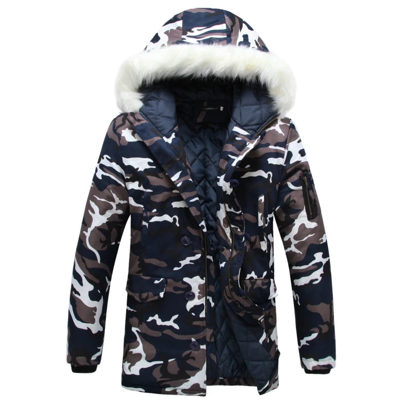 2023 New Brand Winter Men Thick Camouflage Jacket Men's Parka coat Male Hooded Parkas Jacket Men Military Overcoat