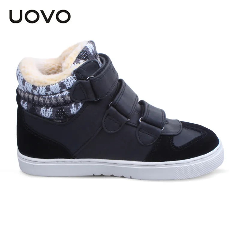 UOVO Brand Winter Sneakers For Kids Fashion Warm Sport Footwear Children Big Boys And Girls Casual Shoes Size 30-39