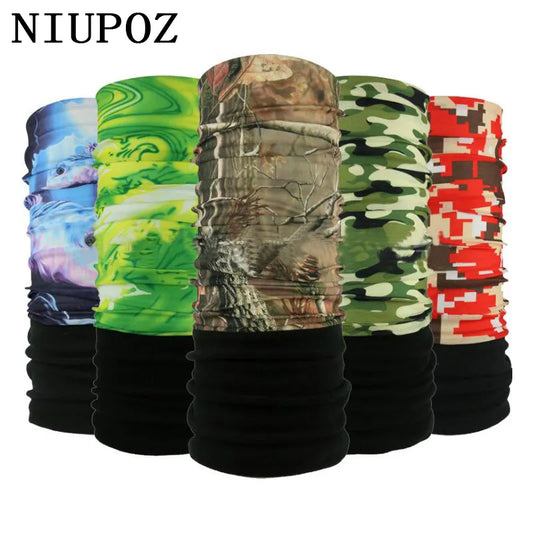 Winter Fleece Warm Magic Tube Ring Bandana Skull Scarf Neck Camouflage Leaves Multi Functional Headband Seamless Tubular