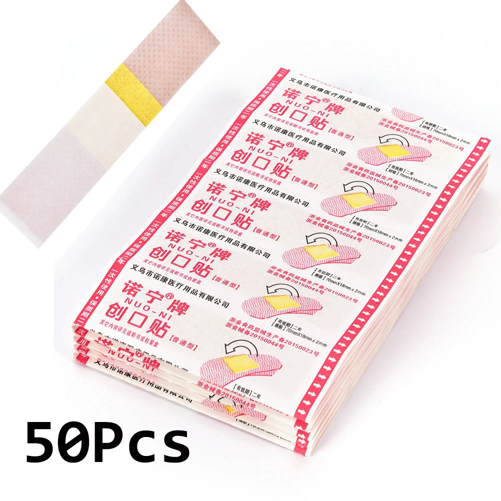 50Pcs Breathable Disposable Waterproof Adhesive Bandage First Aid First Aid Kit Medical Hemostatic Stickers Kids Children Adult