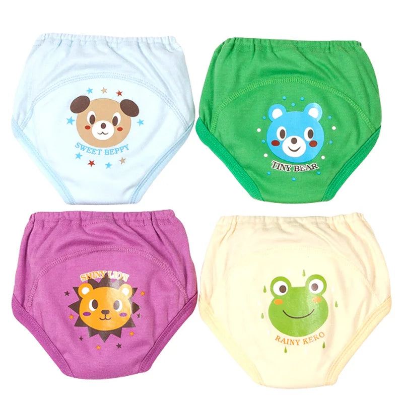 4 PCS/Lot Potty Training Pants Baby Learning Underwear Nappies for Toddler Boy Girl Panties Reusable Washable Cotton Diapers