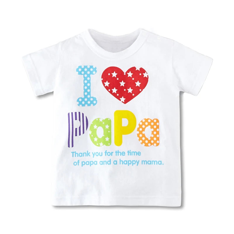 Brand New Boys Girls T-Shirt Short Sleeve I Love Pa Pa Series Children's Clothing Tops Kids Tee Shirt Baby Goods Wholesale