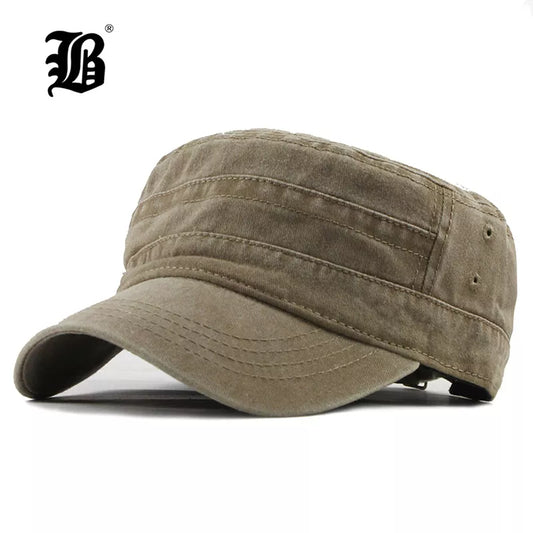 [FLB] 2019 Classic Vintage Flat Top Mens Washed Caps And Hat Adjustable Fitted Thicker Cap Winter Warm Military Hats For MenF314