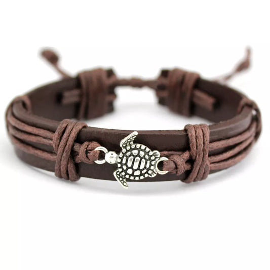 Handcrafted Art Turtle Tortoise Bee Honeybee Charm Leather Bracelets Women Men Unisex Jewelry Christmas Gift Drop Shipping