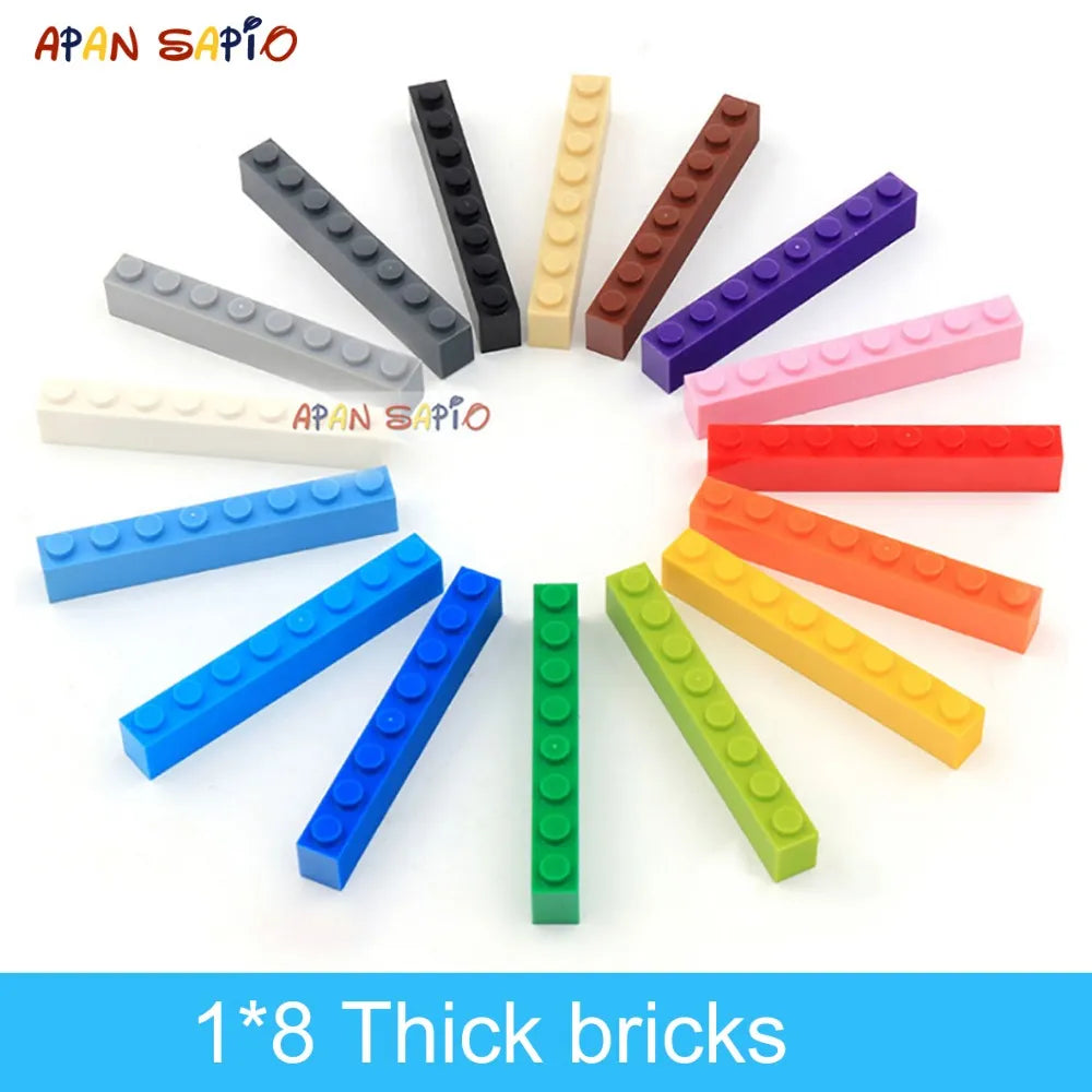 20pcs DIY Building Blocks Thick Figures Bricks 1x8 Dots Educational Creative Size Compatible With 3008 Plastic Toys for Children