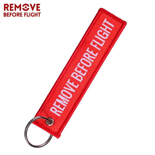 Remove Before Flight Woven Key Ring Special Luggage Tag Label Red Chain Keychain For Aviation Gifts OEM Keychain Fashion Jewelry