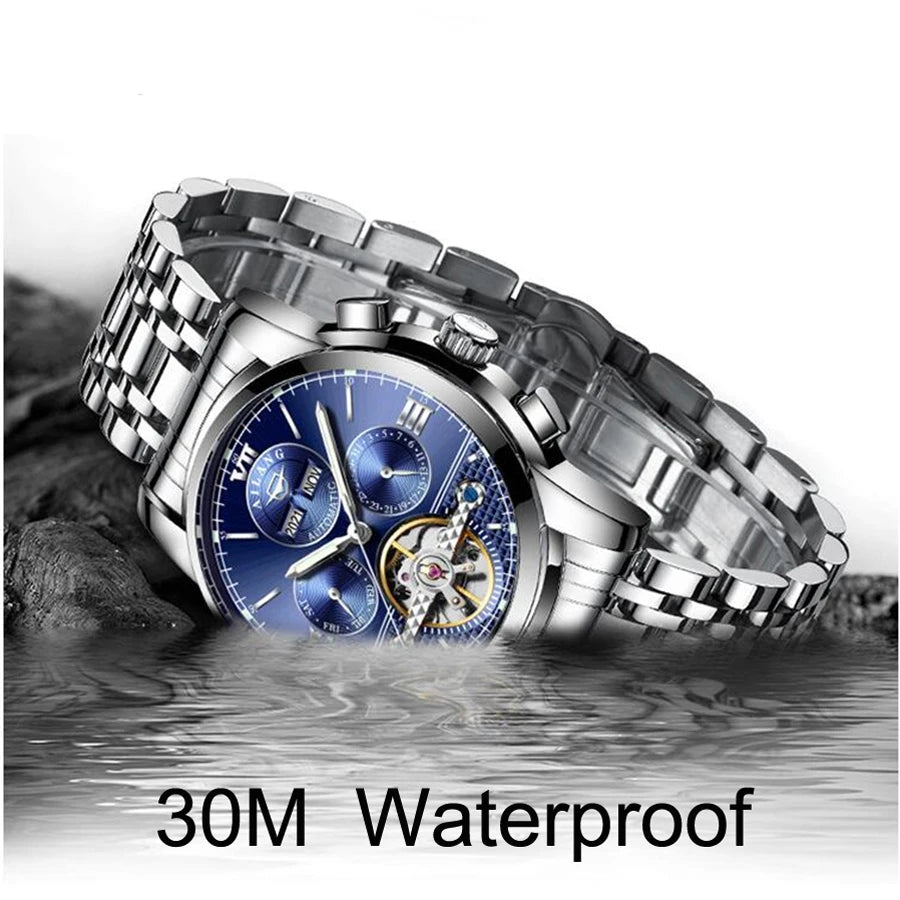 AILANG Men Watches Male Top Brand Luxury Automatic Mechanical Watch Men Waterproof Full Steel Business Watch Relogio Masculino