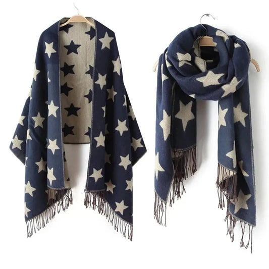 2020 New Designer Scarf 200*65cm Wool Winter Scarf Women Scarves Five-Pointed Star Blanket Long Cashmere Scarf shawls For moman