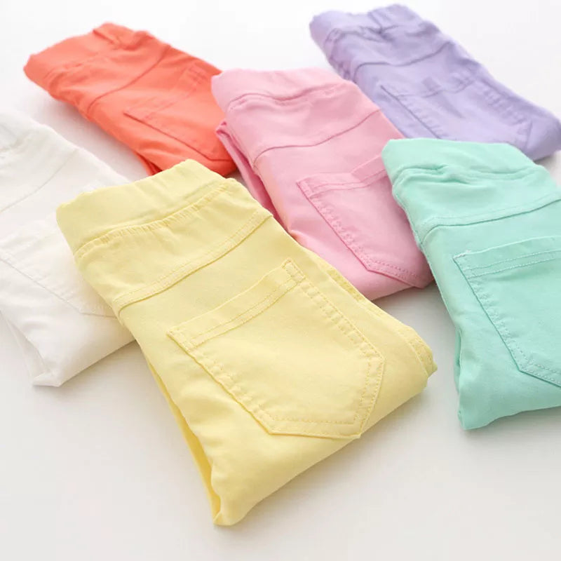 Girls Pants Children Kids Pencil Pants Spring Summer Fashion Candy Colors