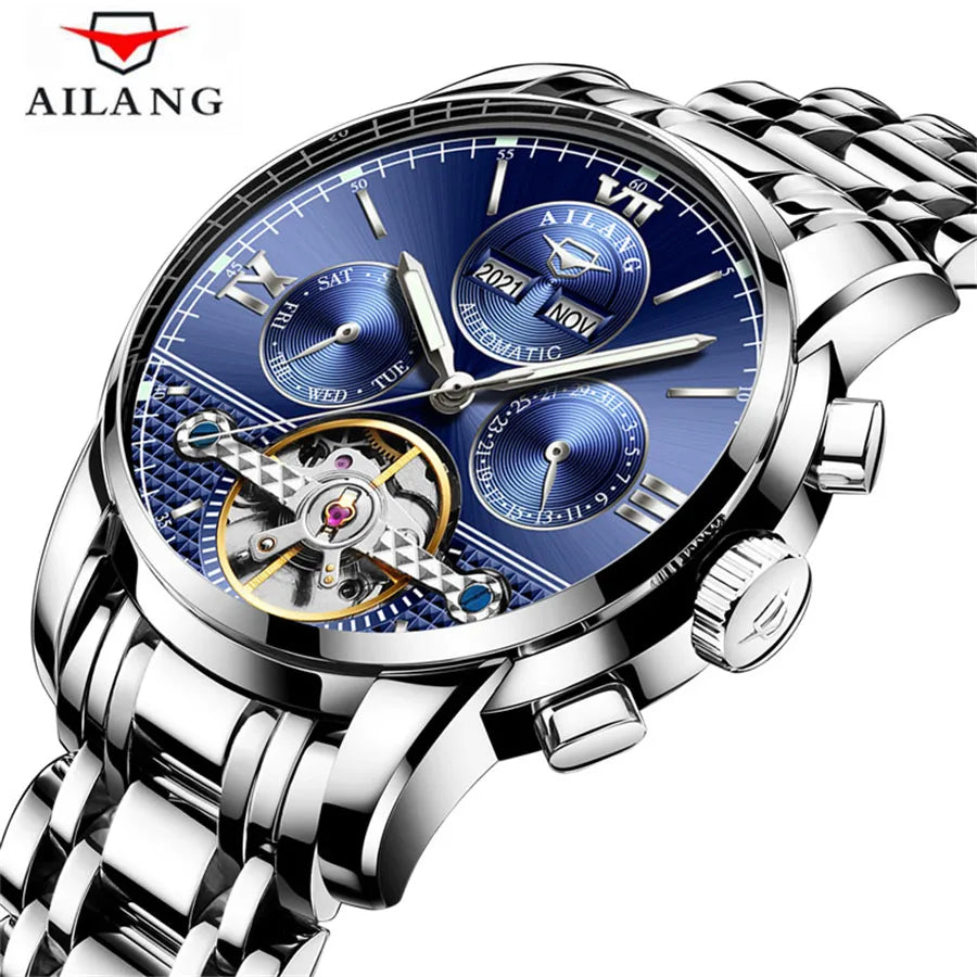 AILANG Men Watches Male Top Brand Luxury Automatic Mechanical Watch Men Waterproof Full Steel Business Watch Relogio Masculino