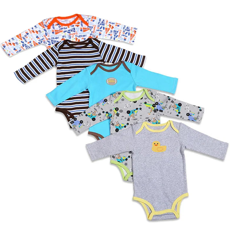 5Pcs High Quality 3M-24M Winggle-in Cotton Infant Long Sleeve Bodysuit Baby Bodysuits