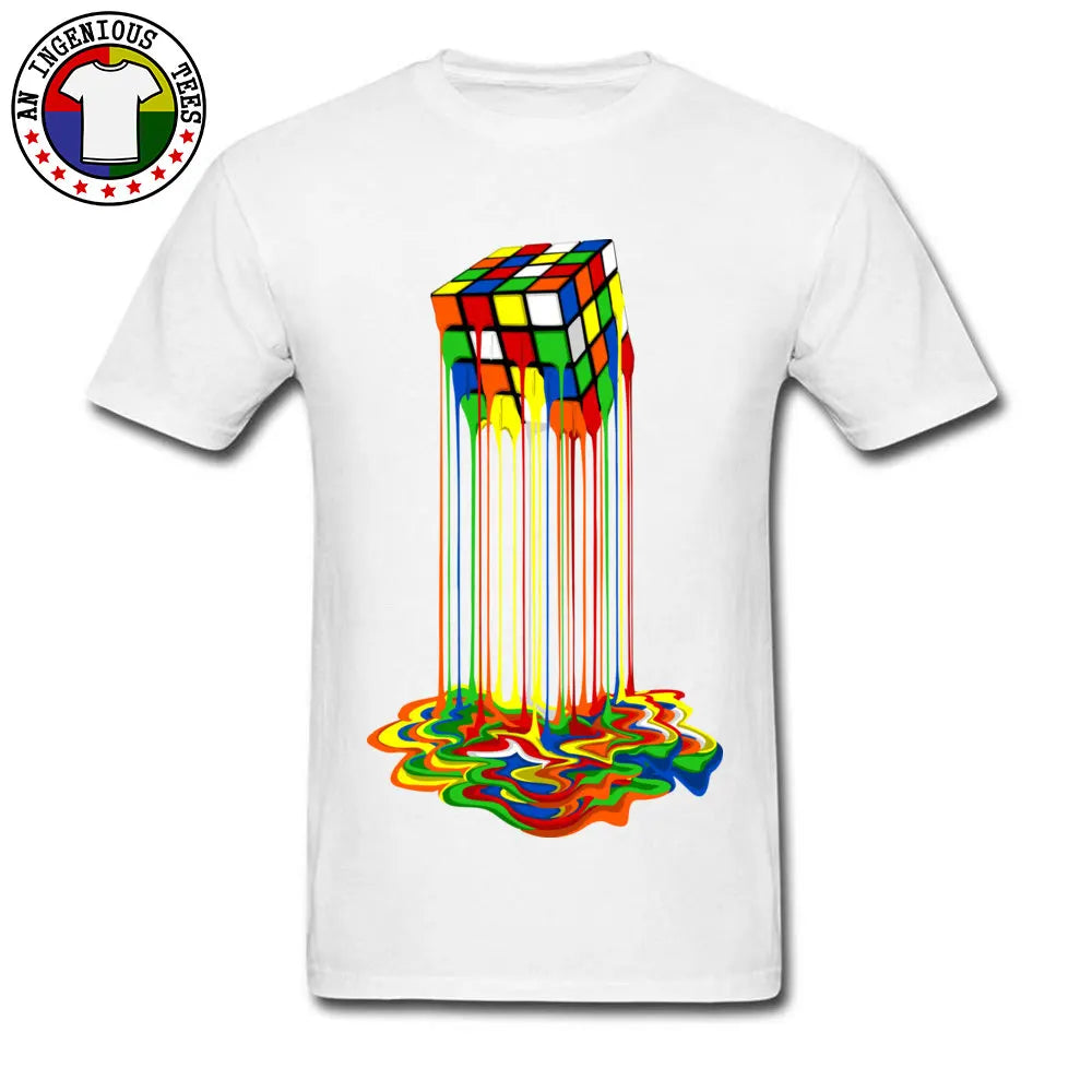 New Tshirt Rainbow Abstraction Melted Image Pure Cotton Young T-Shirt Best Gift Men Tops & Tees Good Quality