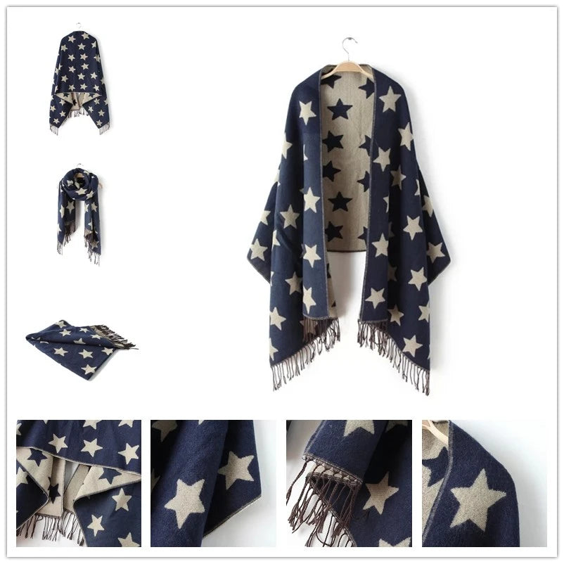 2020 New Designer Scarf 200*65cm Wool Winter Scarf Women Scarves Five-Pointed Star Blanket Long Cashmere Scarf shawls For moman