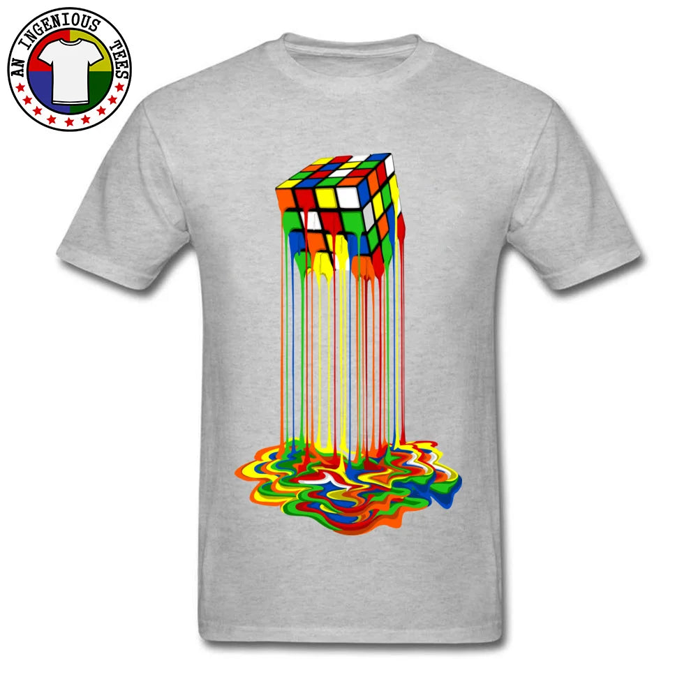 New Tshirt Rainbow Abstraction Melted Image Pure Cotton Young T-Shirt Best Gift Men Tops & Tees Good Quality