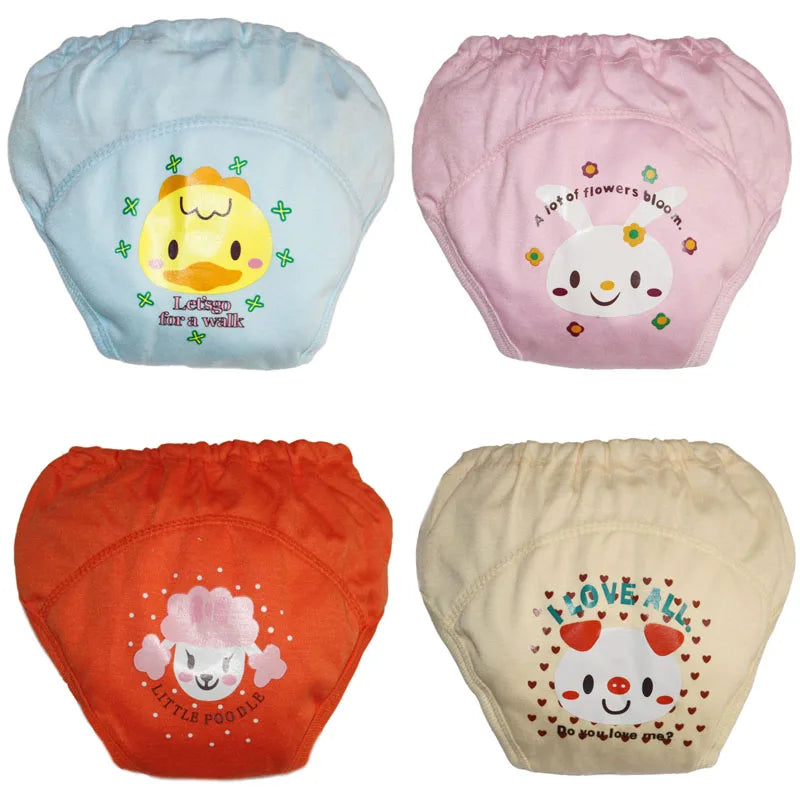 4pcs/lot Waterproof Baby Cloth Diapers Toilet Training Boy Shorts Girl Underwear Infant Pee Learning Pants Babi Nappies #004