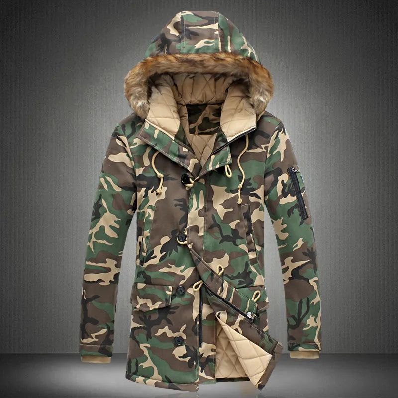 2023 New Brand Winter Men Thick Camouflage Jacket Men's Parka coat Male Hooded Parkas Jacket Men Military Overcoat