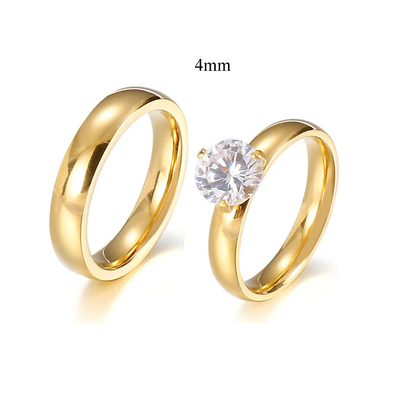 Any set of CZ Diamond Stone ladies Bridal Engagement Wedding Rings Sets for Women Girls female western african 18k Gold Plated Jewelry