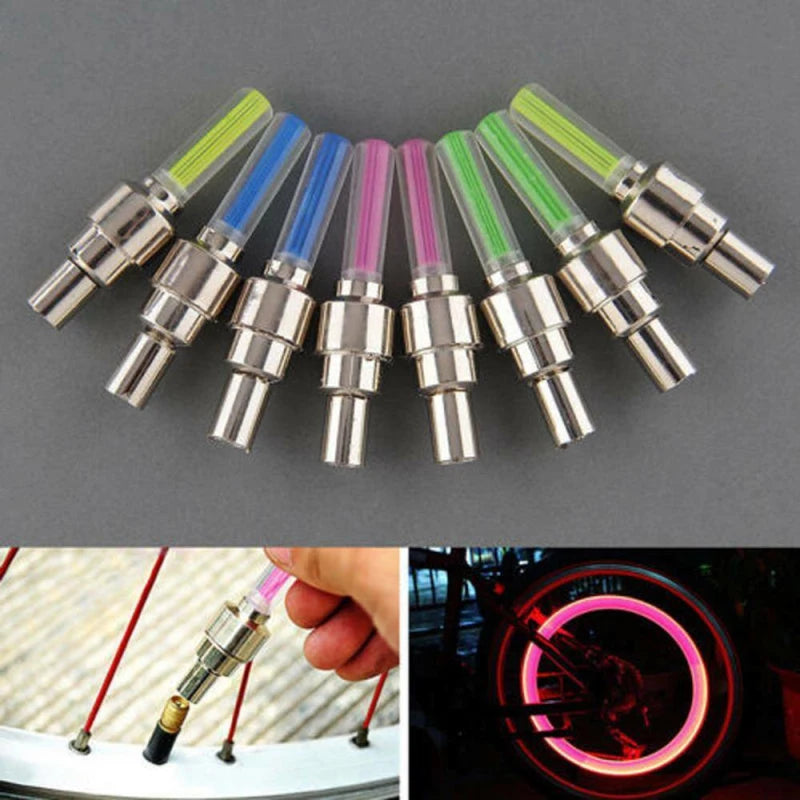 2PCS Bicycle Tire Valve Cap LED Light Mountain Bike Flash Light Cycling Tyre Wheel Tire Lamp Motorcycle Neon Wheel Lamp accessor