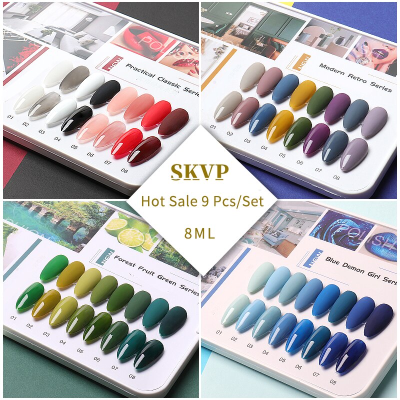 SKVP Gel Nail Polish Kit 8pcs/set  Nail Kit professional set Semi Permanent UV Varnish Design Nail Art Gel 8ML Nail Polish Gift